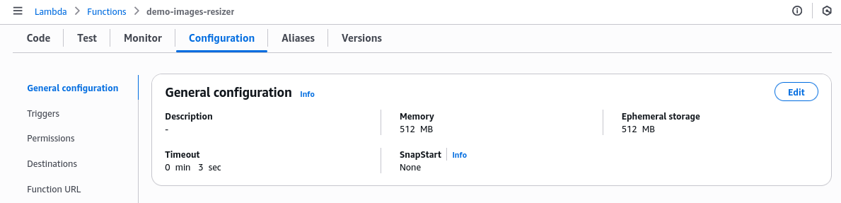 Konfigurasi Memory Lambda